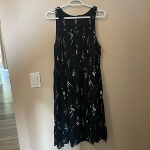 Reitmans Black floral, button up dress